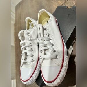 Converse White Athletic Shoes with Red Accents